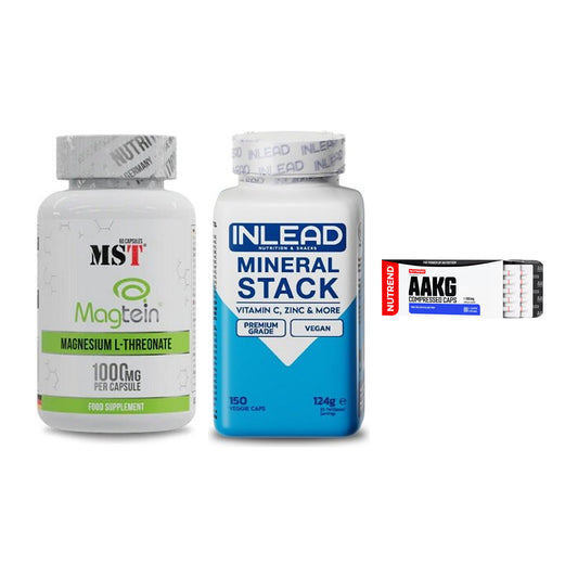 Ausdauer-Set: MST Magnesium + INLEAD Mineral + Nutrend AAKG – alle enthaltenen Artikel