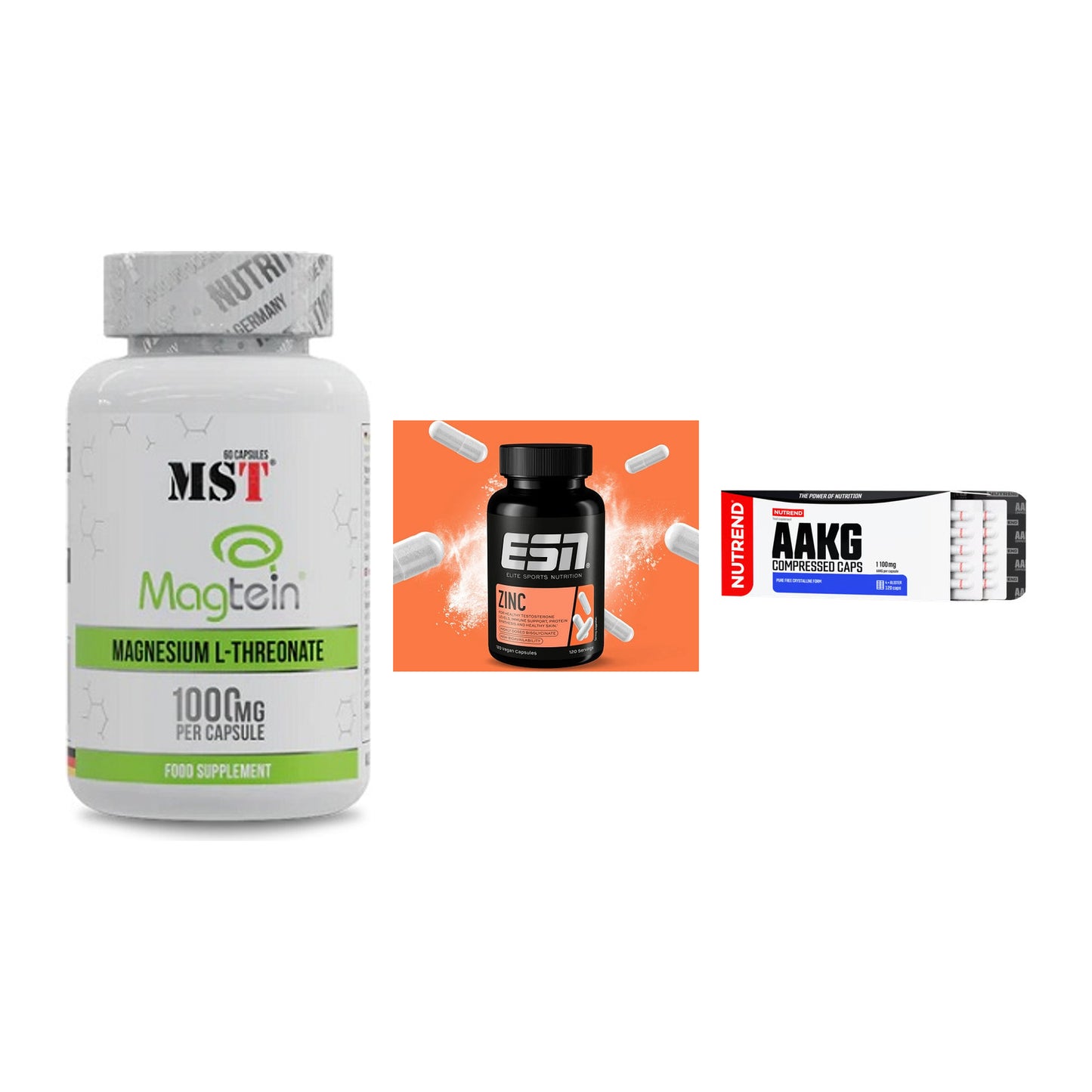 Ausdauer-Set: MST Magnesium + ESN Zinc + Nutrend AAKG – alle enthaltenen Artikel