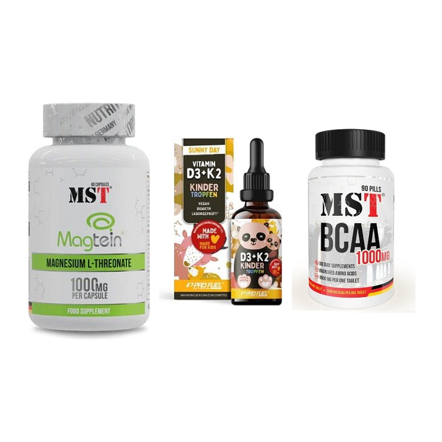 Ausdauer-Set: MST Magnesium + ProFuel VITAMIN + MST BCAA 1000 – alle enthaltenen Artikel
