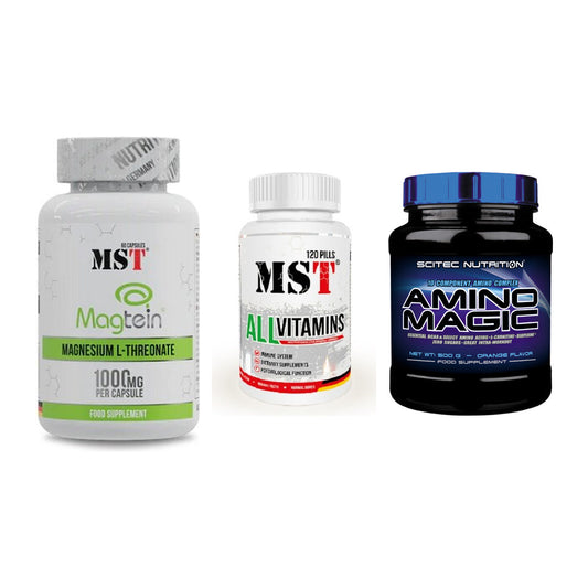 Ausdauer-Set: MST Magnesium + MST All Vitamins + Scitec Amino – alle enthaltenen Artikel