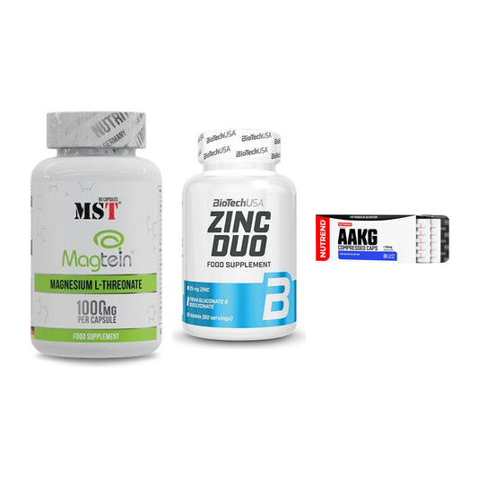 Ausdauer-Set: MST Magnesium + BioTech Zinc Duo + Nutrend AAKG – alle enthaltenen Artikel