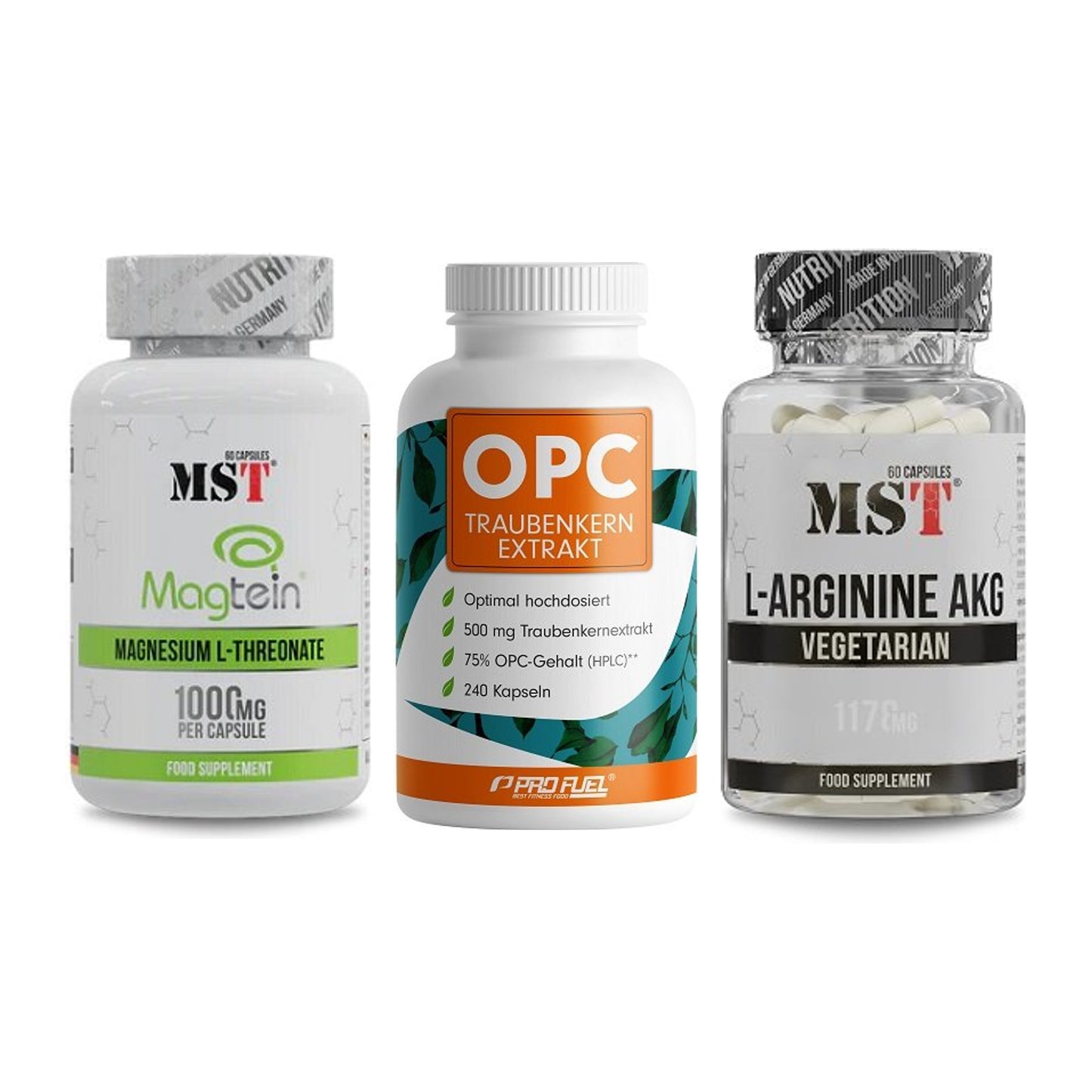 Ausdauer-Set: MST Magnesium + ProFuel OPC + MST Arginin AAKG – alle enthaltenen Artikel
