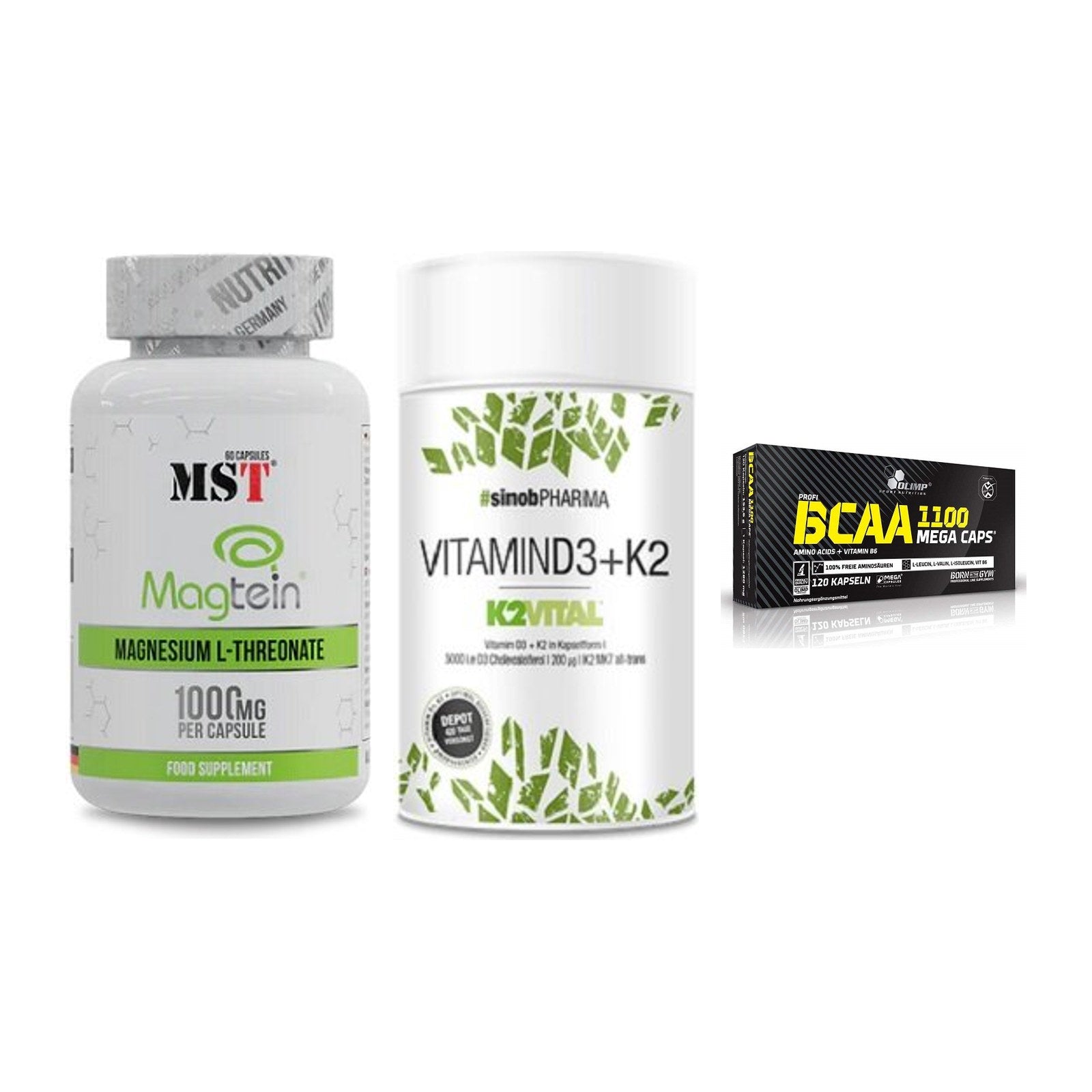 Ausdauer-Set: MST Magnesium + Sinob Vitamin D3 + Olimp BCAA Mega – alle enthaltenen Artikel