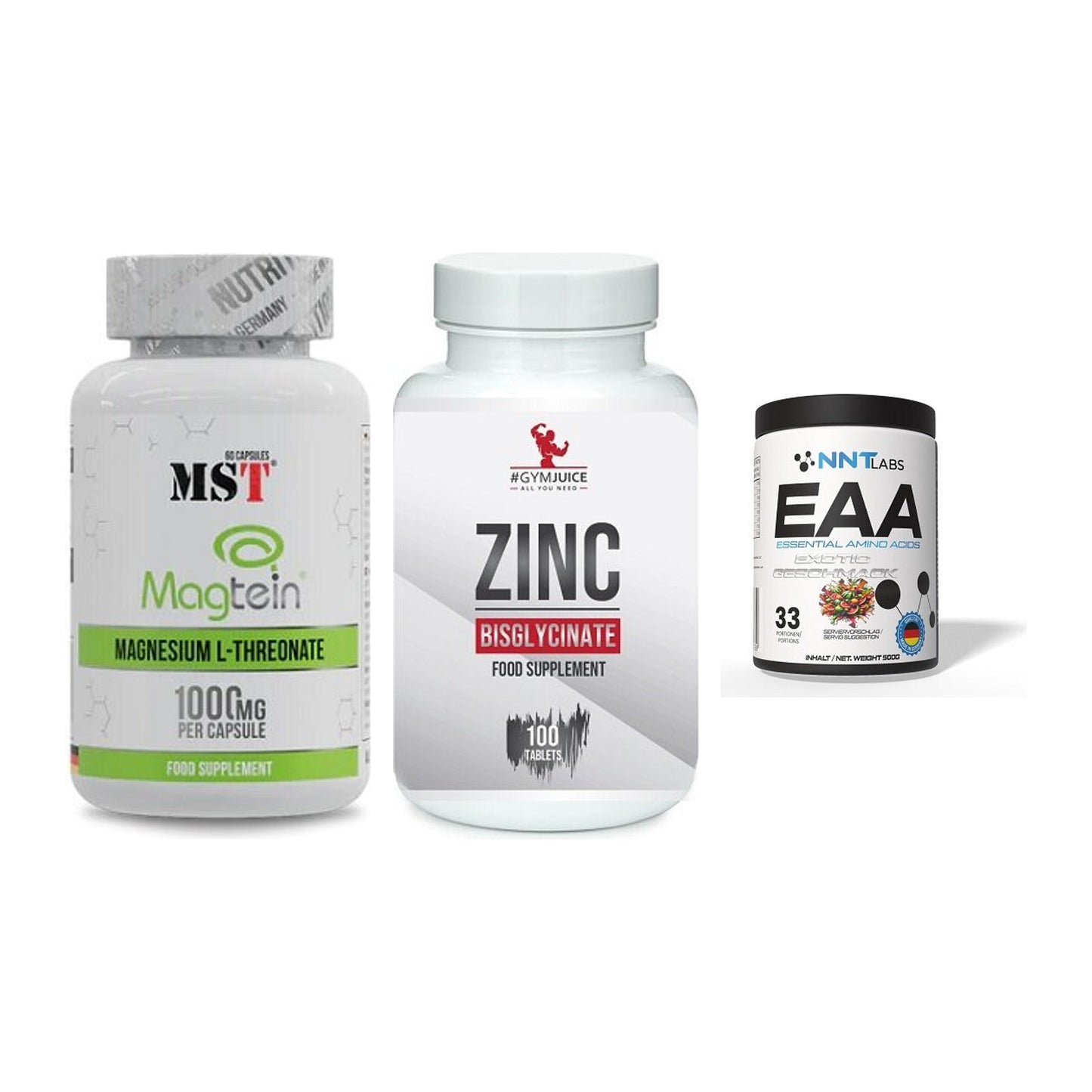 Ausdauer-Set: MST Magnesium + #GYMJUICE ZINC + NNT EAA – alle enthaltenen Artikel