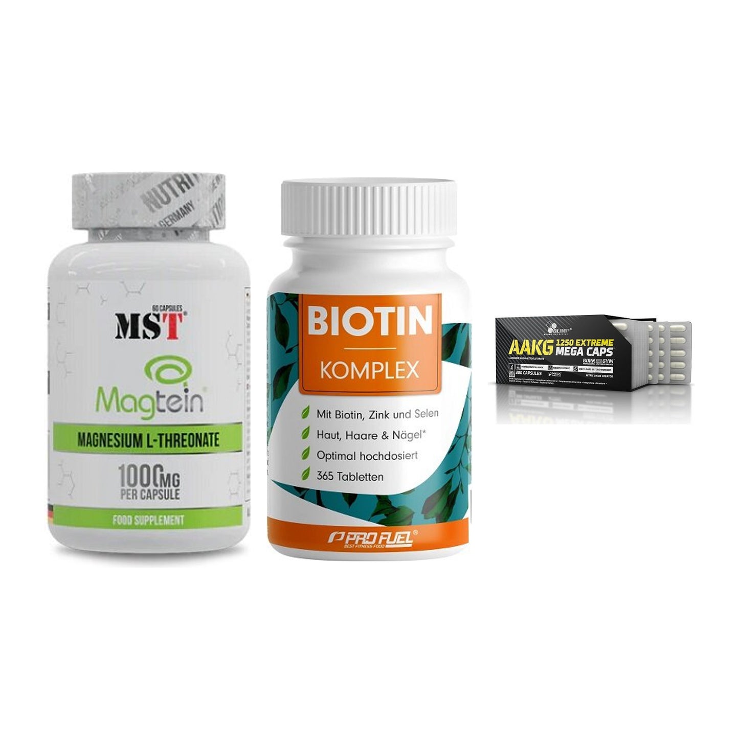 Ausdauer-Set: MST Magnesium + ProFuel BIOTIN + Olimp AAKG – alle enthaltenen Artikel