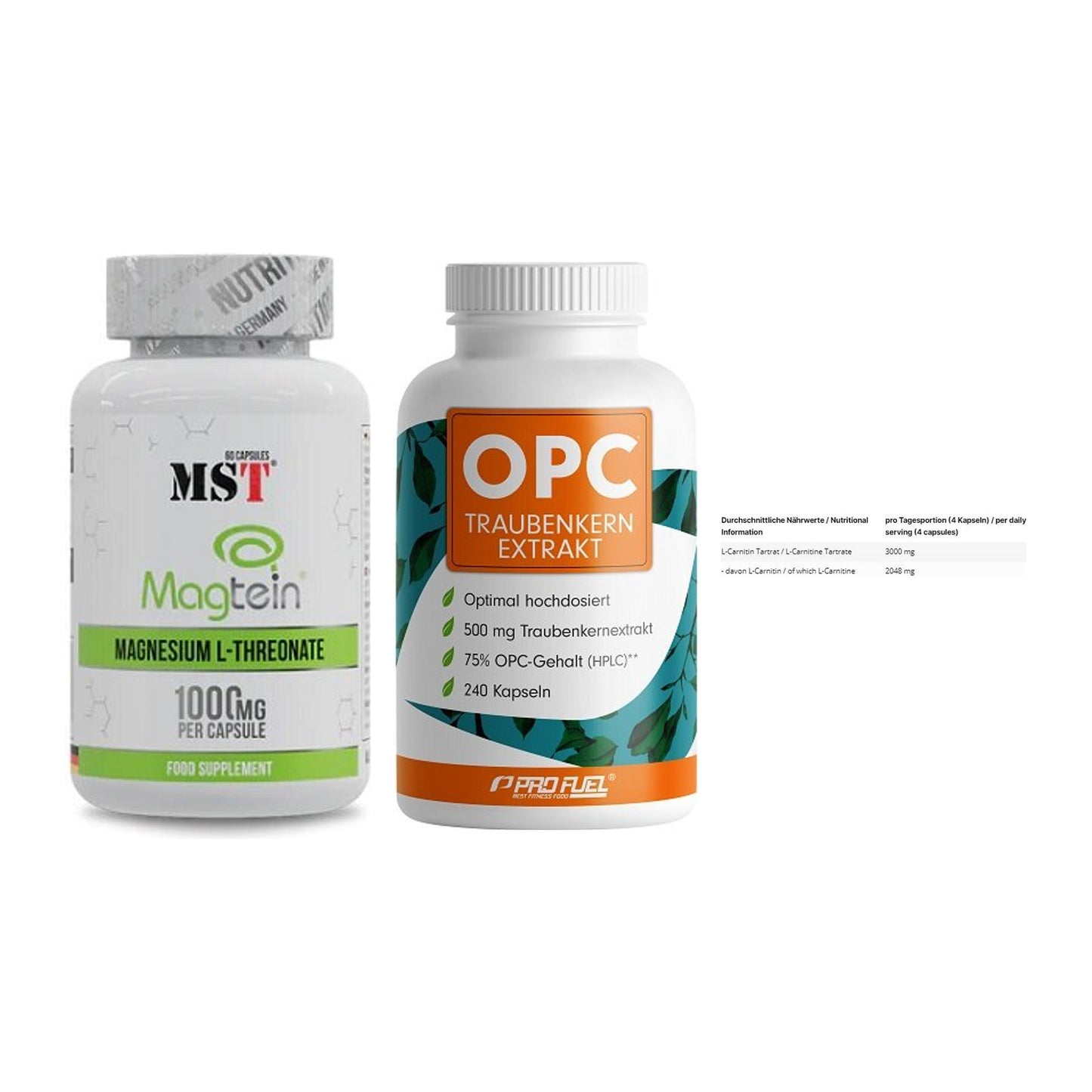 Ausdauer-Set: MST Magnesium + ProFuel OPC + INLEAD L-Carniti – alle enthaltenen Artikel