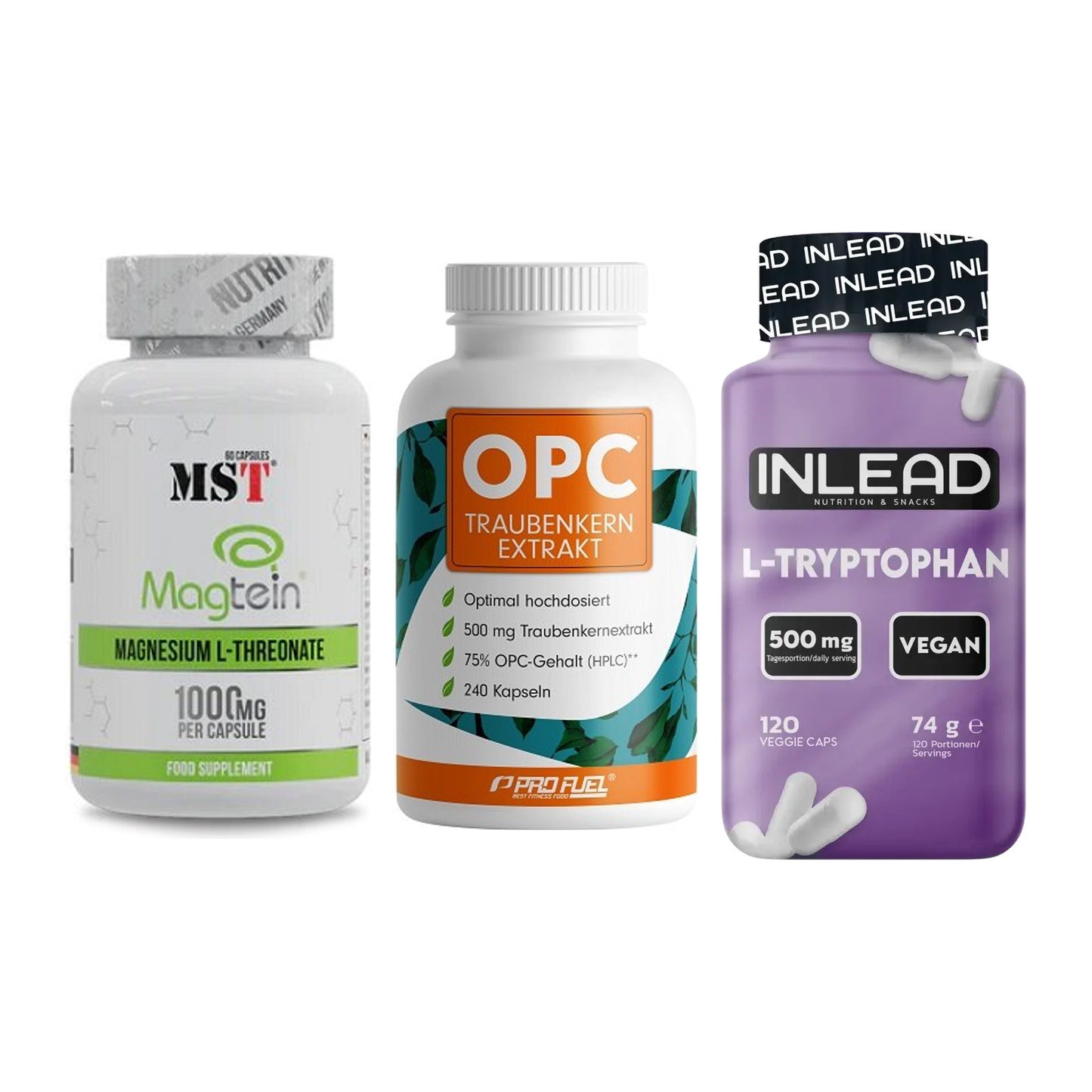 Ausdauer-Set: MST Magnesium + ProFuel OPC + INLEAD L-Tryptop – alle enthaltenen Artikel