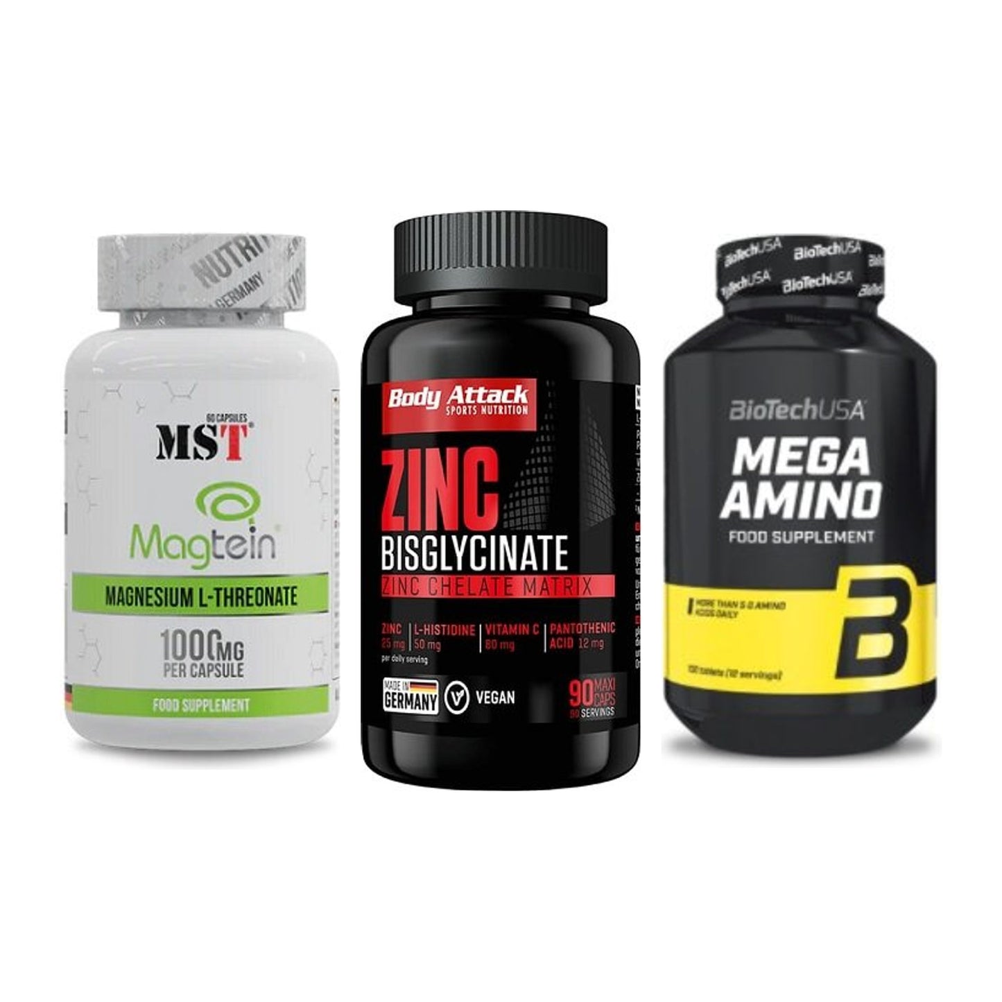 Ausdauer-Set: MST Magnesium + Body Attack Zink + BioTech Mega – alle enthaltenen Artikel