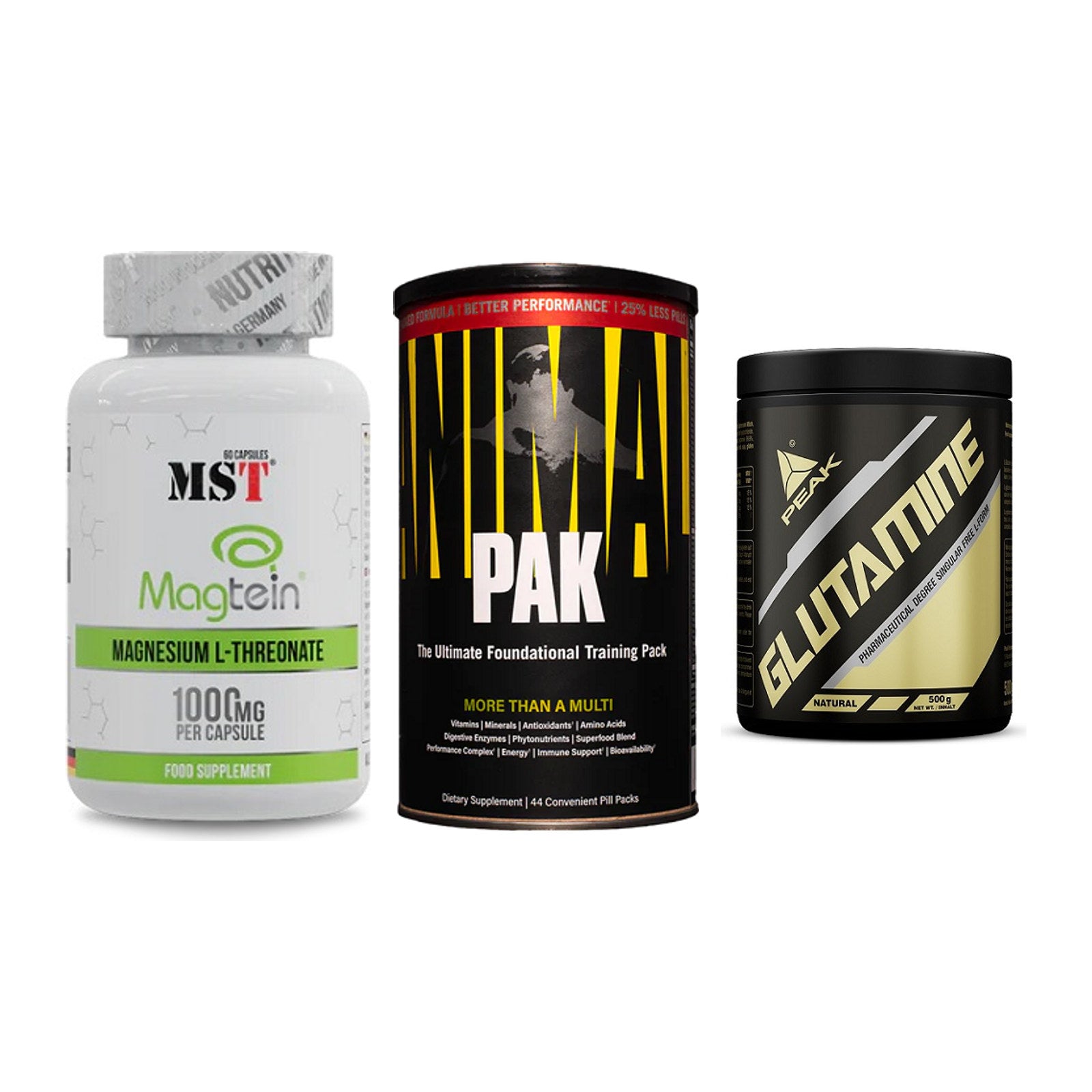Ausdauer-Set: MST Magnesium + Universal Animal + Peak Glutamin – alle enthaltenen Artikel