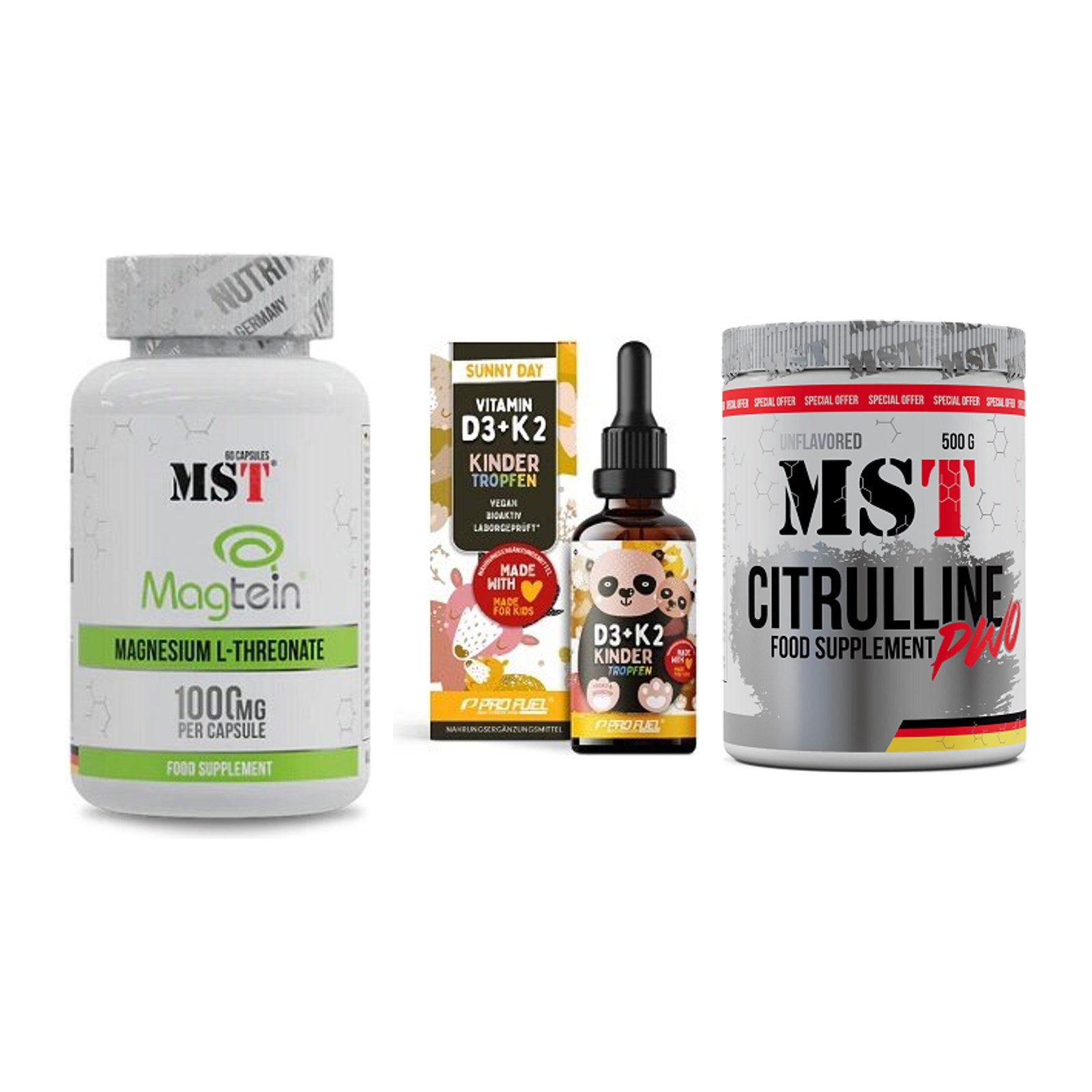 Ausdauer-Set: MST Magnesium + ProFuel VITAMIN + MST Citrulline – alle enthaltenen Artikel