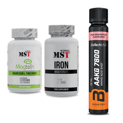 Ausdauer-Set: MST Magnesium + MST Iron Bisglyc + BioTech AAKG – alle enthaltenen Artikel