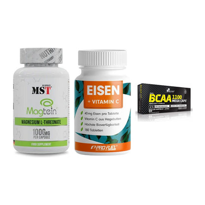 Ausdauer-Set: MST Magnesium + ProFuel EISEN + Olimp BCAA Mega – alle enthaltenen Artikel
