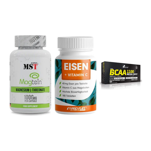 Ausdauer-Set: MST Magnesium + ProFuel EISEN + Olimp BCAA Mega – alle enthaltenen Artikel