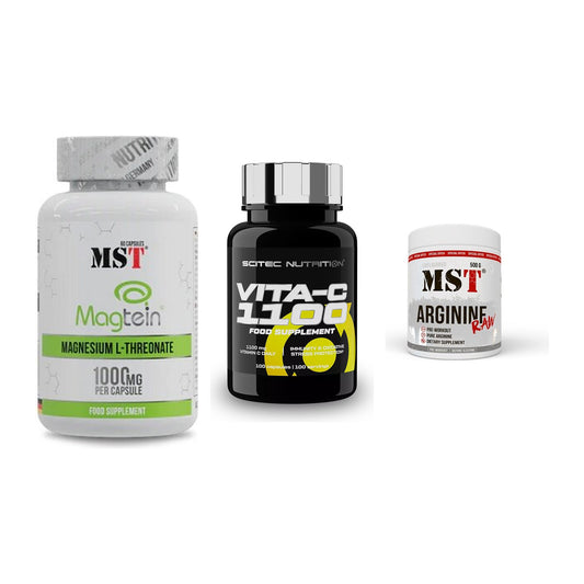 Ausdauer-Set: MST Magnesium + Scitec Vitamin C + MST Arginine RAW – alle enthaltenen Artikel