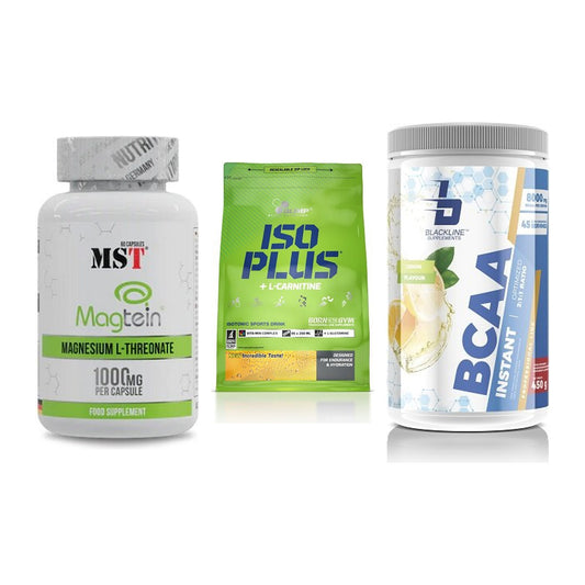 Ausdauer-Set: MST Magnesium + Olimp Iso Plus + Blackline – alle enthaltenen Artikel