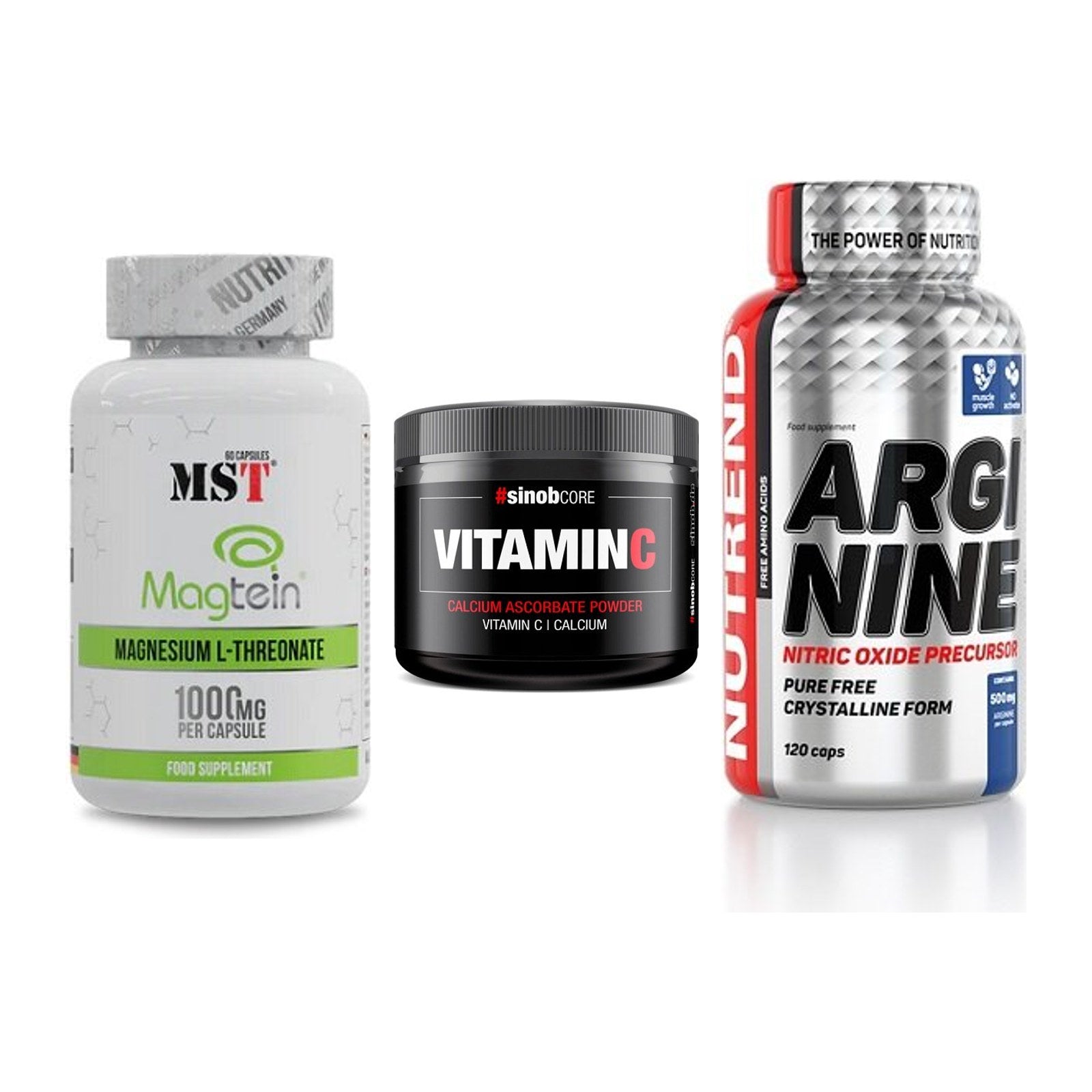 Ausdauer-Set: MST Magnesium + Sinob Vitamin C + Nutrend Arginine – alle enthaltenen Artikel