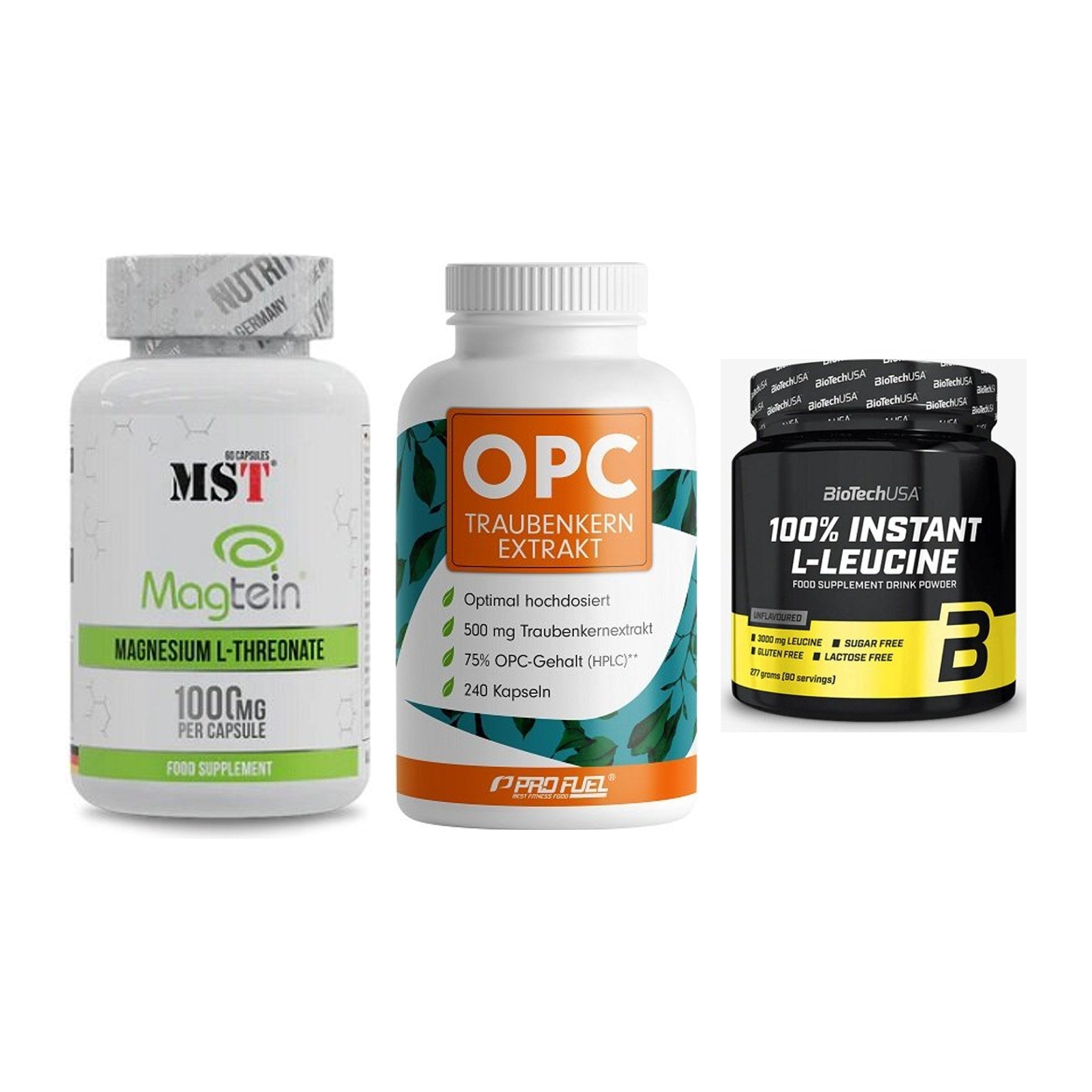 Ausdauer-Set: MST Magnesium + ProFuel OPC + BioTech 100% – alle enthaltenen Artikel