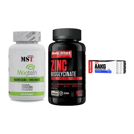 Ausdauer-Set: MST Magnesium + Body Attack Zink + Nutrend AAKG – alle enthaltenen Artikel