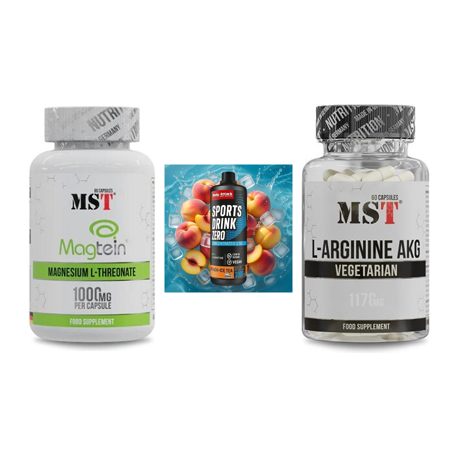 Ausdauer-Set: MST Magnesium + Body Attack + MST Arginin AAKG – alle enthaltenen Artikel