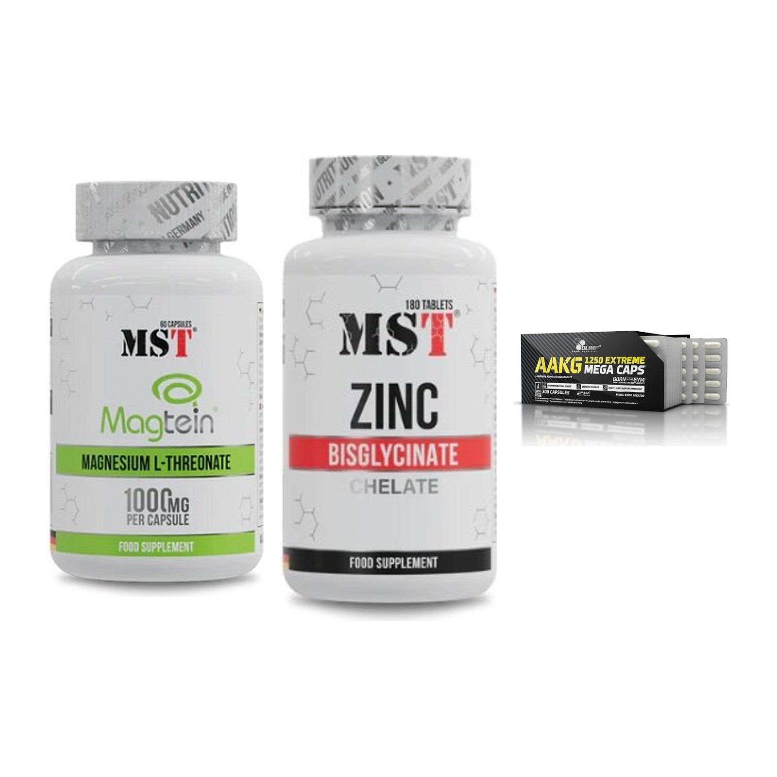 Ausdauer-Set: MST Magnesium + MST Zinc Chelate + Olimp AAKG – alle enthaltenen Artikel