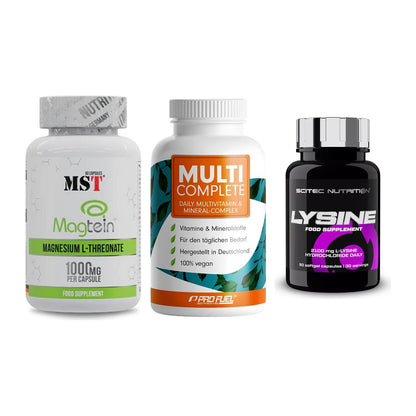 Ausdauer-Set: MST Magnesium + ProFuel MULTI + Scitec Lysine – alle enthaltenen Artikel