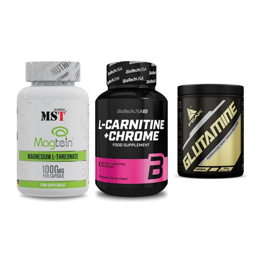 Ausdauer-Set: MST Magnesium + BioTech L-Carnit + Peak Glutamin – alle enthaltenen Artikel