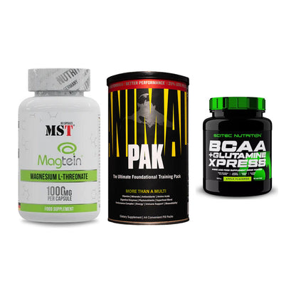 Ausdauer-Set: MST Magnesium + Universal Animal + Scitec BCAA – alle enthaltenen Artikel