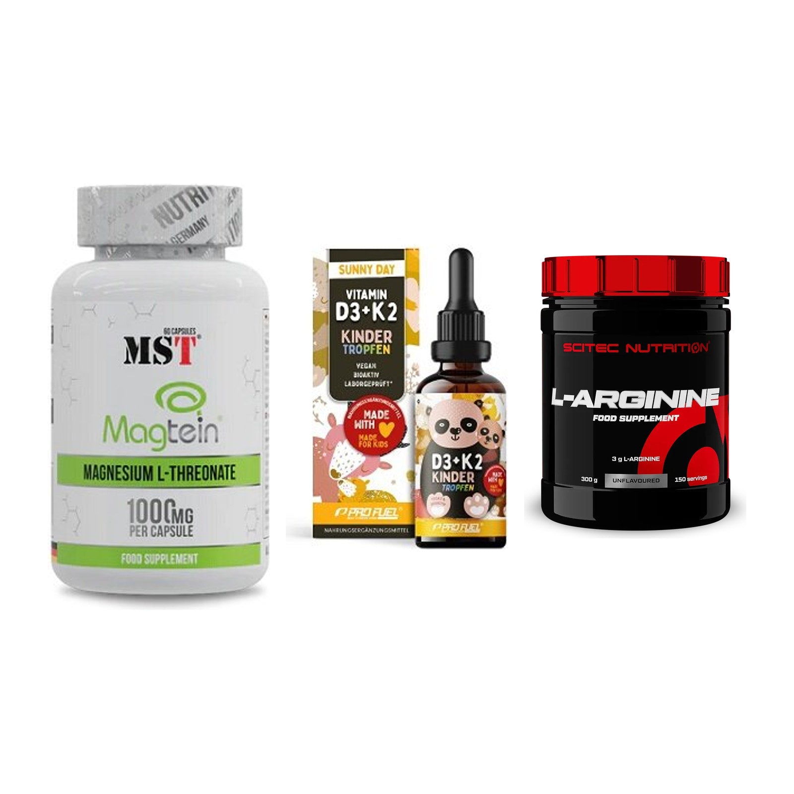 Ausdauer-Set: MST Magnesium + ProFuel VITAMIN + Scitec Arginin – alle enthaltenen Artikel