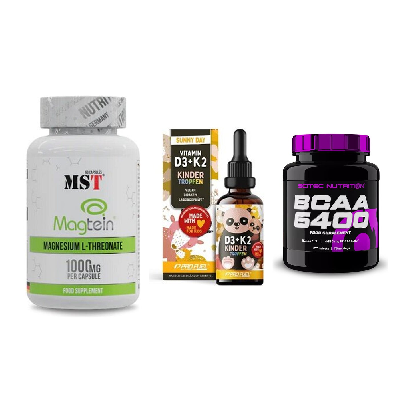 Ausdauer-Set: MST Magnesium + ProFuel VITAMIN + Scitec BCAA 6400 – alle enthaltenen Artikel