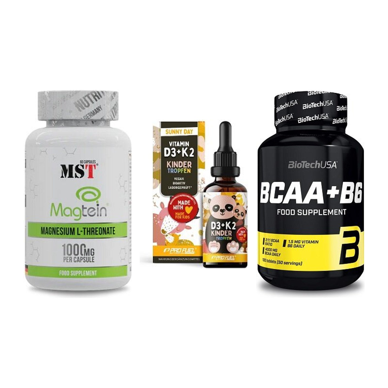 Ausdauer-Set: MST Magnesium + ProFuel VITAMIN + BioTech BCAA+B6 – alle enthaltenen Artikel