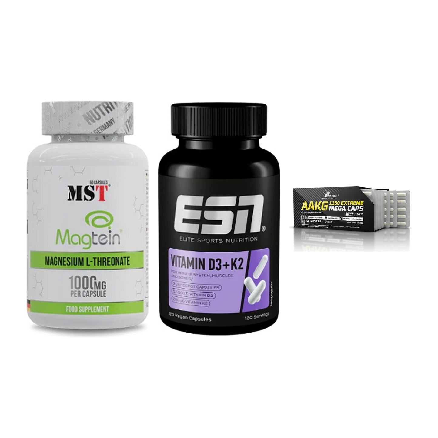 Ausdauer-Set: MST Magnesium + ESN Vitamin D3 + Olimp AAKG – alle enthaltenen Artikel