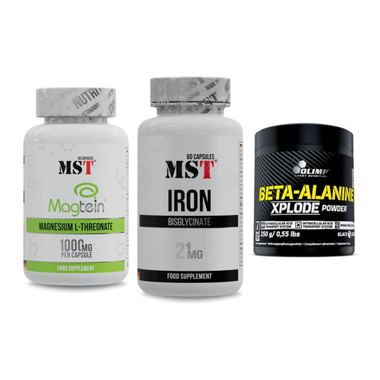 Ausdauer-Set: MST Magnesium + MST Iron Bisglyc + Olimp Beta-Alani – alle enthaltenen Artikel