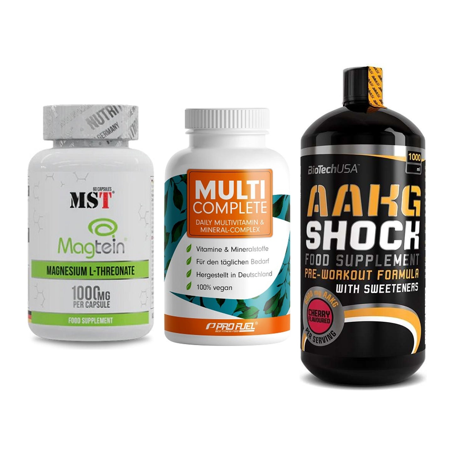 Ausdauer-Set: MST Magnesium + ProFuel MULTI + BioTech AAKG – alle enthaltenen Artikel
