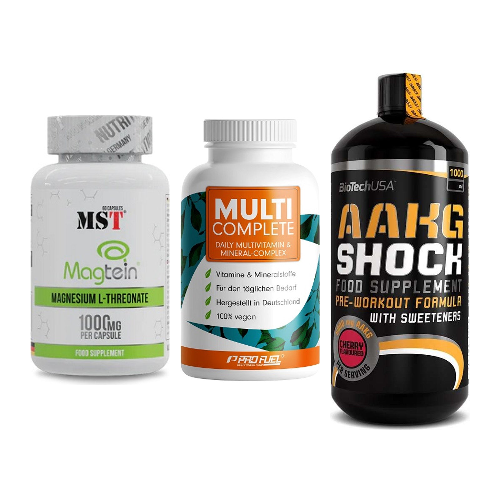 Ausdauer-Set: MST Magnesium + ProFuel MULTI + BioTech AAKG – alle enthaltenen Artikel