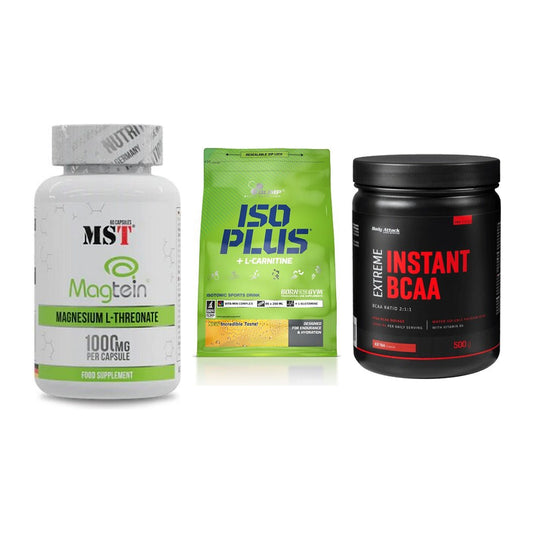 Ausdauer-Set: MST Magnesium + Olimp Iso Plus + Body Attack – alle enthaltenen Artikel