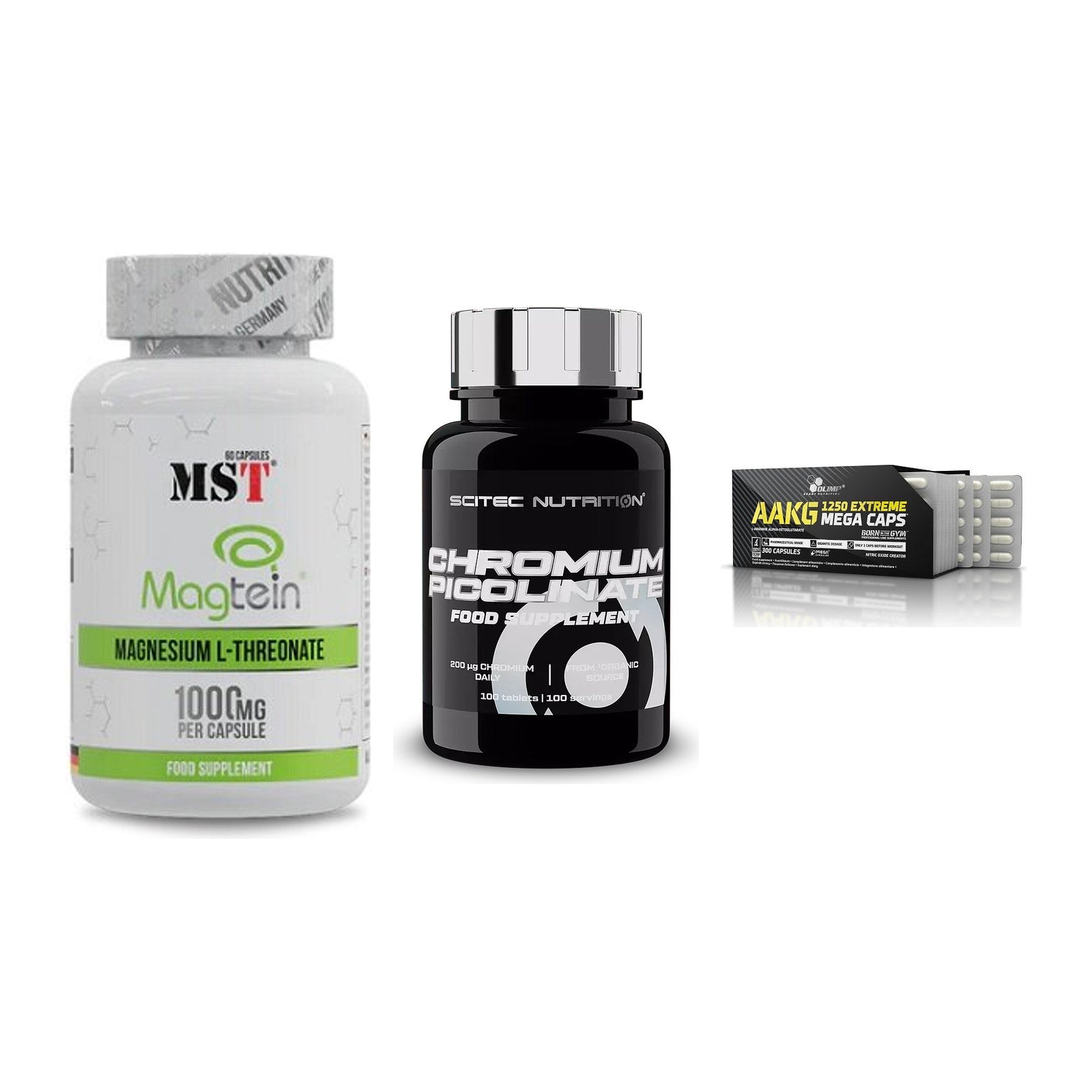 Ausdauer-Set: MST Magnesium + Scitec Chromium + Olimp AAKG – alle enthaltenen Artikel