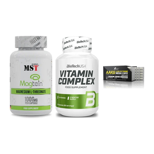 Ausdauer-Set: MST Magnesium + BioTech Vitamin + Olimp AAKG – alle enthaltenen Artikel