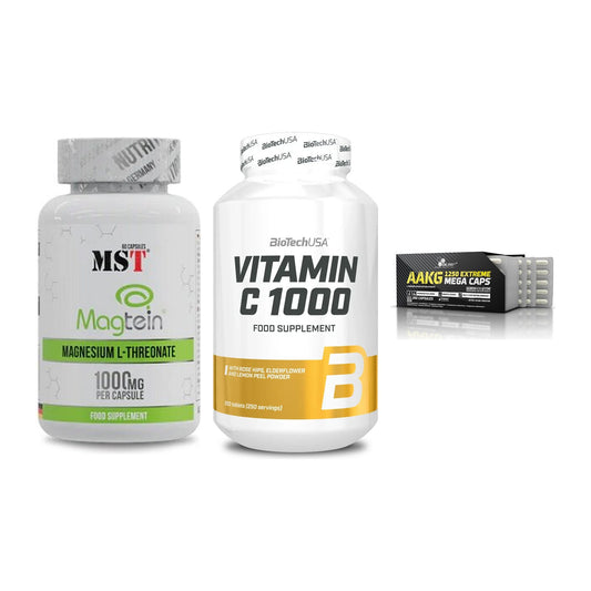Ausdauer-Set: MST Magnesium + BioTech Vitamin + Olimp AAKG – alle enthaltenen Artikel
