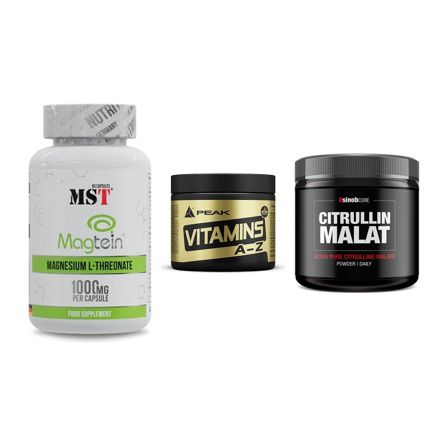 Ausdauer-Set: MST Magnesium + Peak Vitamin A-Z + Sinob Core – alle enthaltenen Artikel