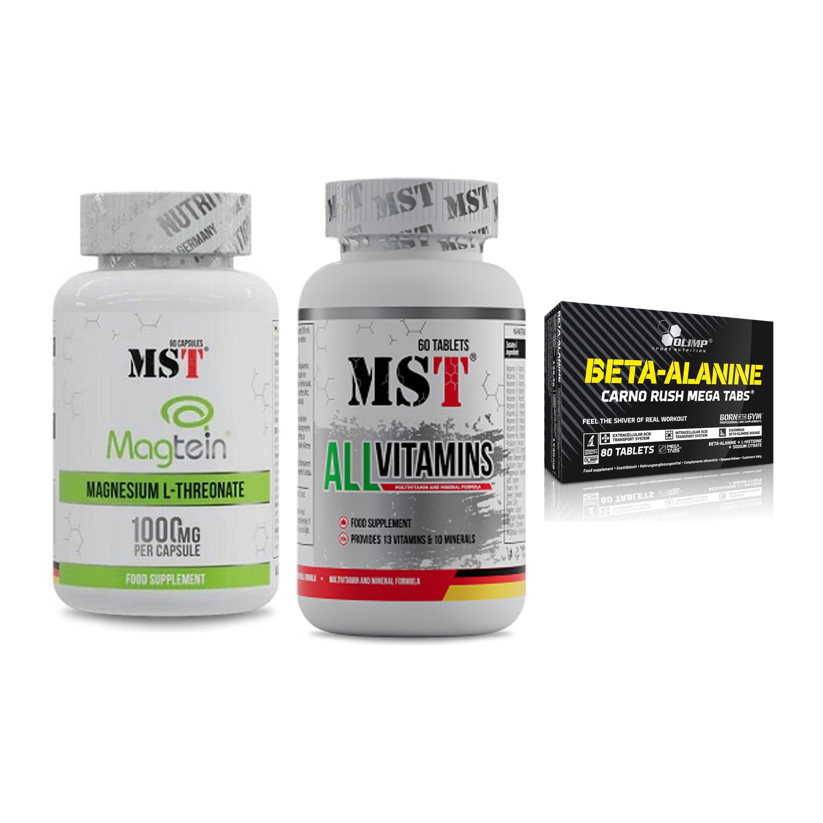 Ausdauer-Set: MST Magnesium + MST All Vitamins + Olimp Beta-Alani – alle enthaltenen Artikel
