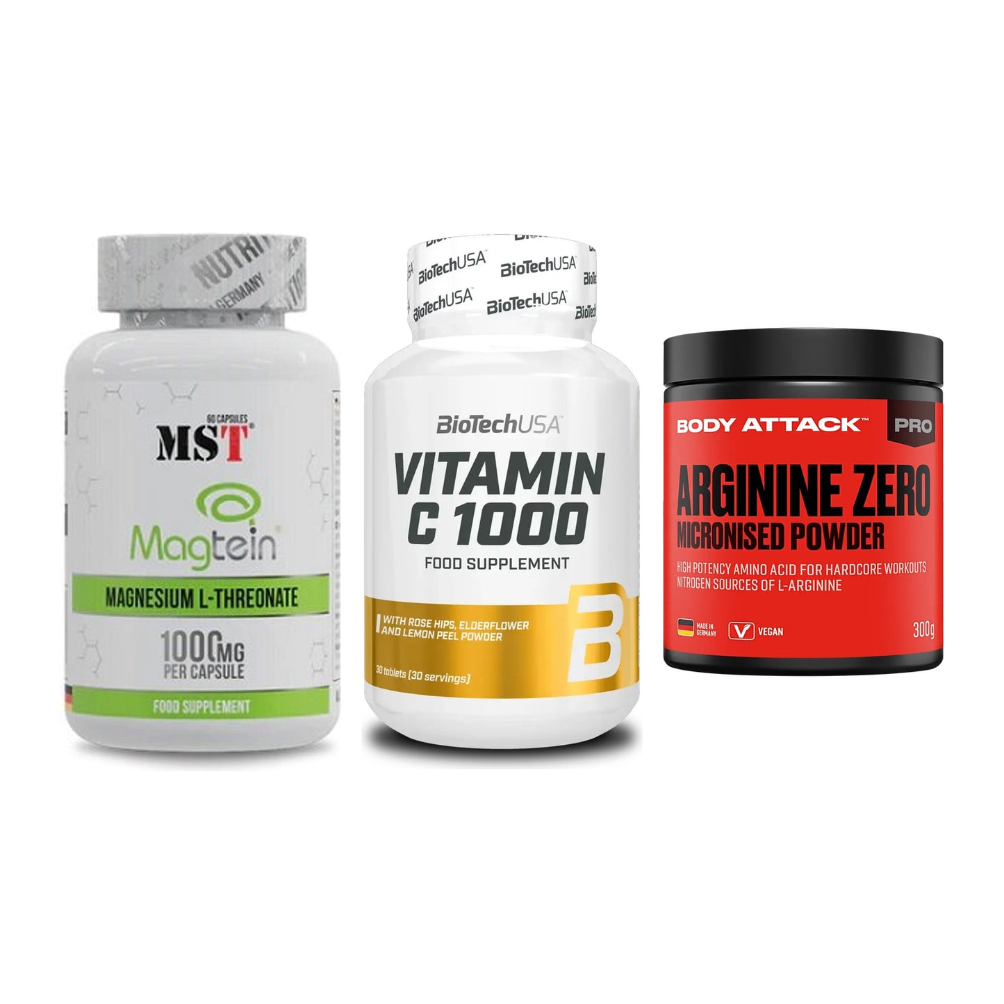 Ausdauer-Set: MST Magnesium + BioTech Vitamin + Body Attack 100 – alle enthaltenen Artikel