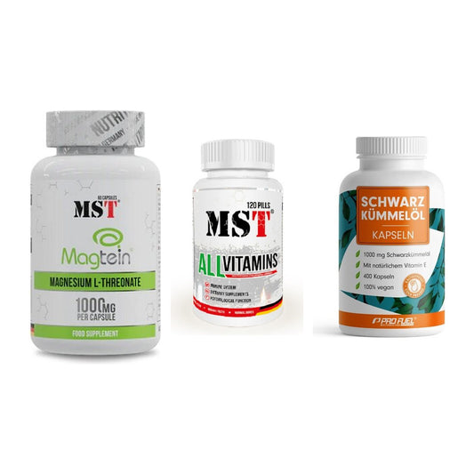 Ausdauer-Set: MST Magnesium + MST All Vitamins + ProFuel Schwarzk – alle enthaltenen Artikel