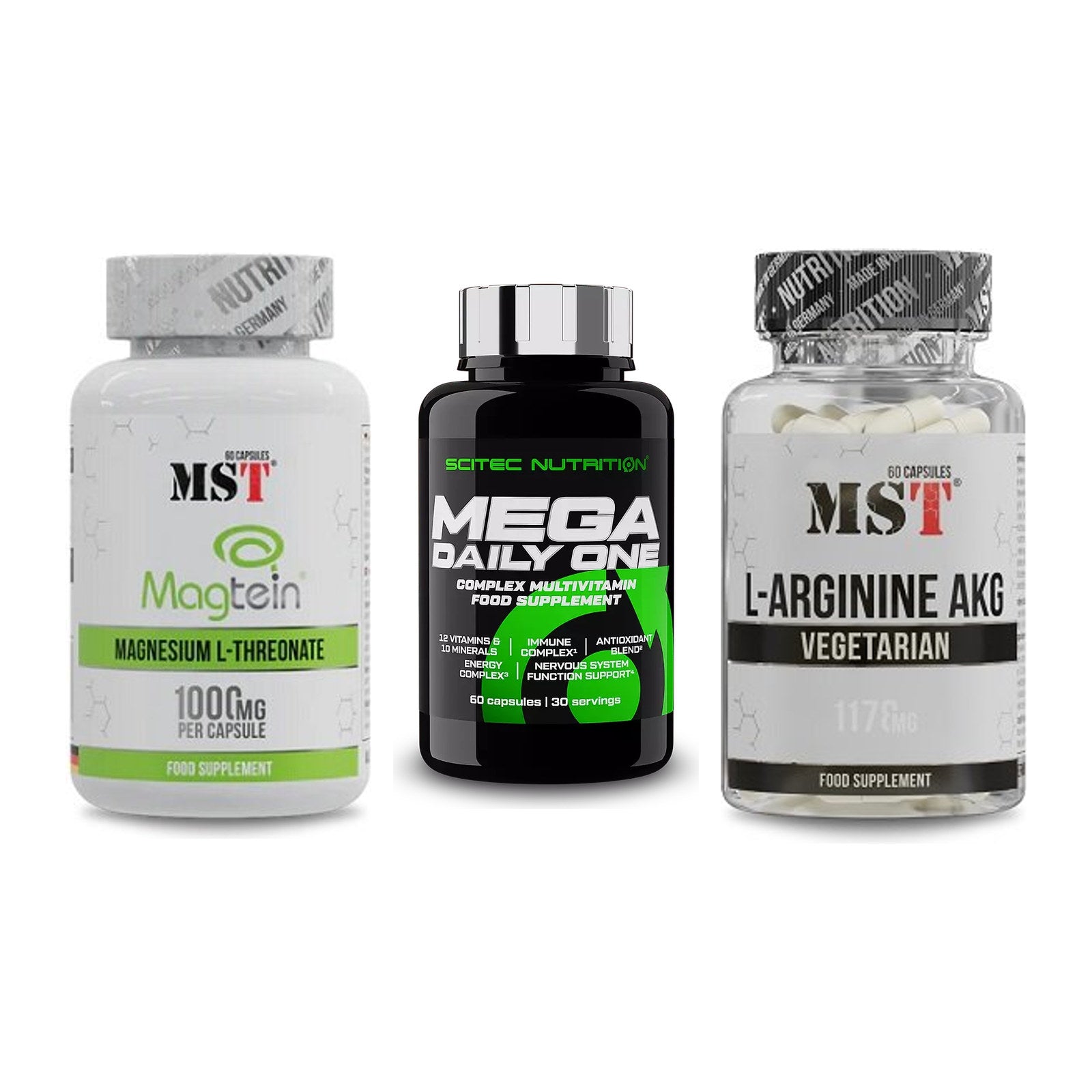 Ausdauer-Set: MST Magnesium + Scitec Mega + MST Arginin AAKG – alle enthaltenen Artikel
