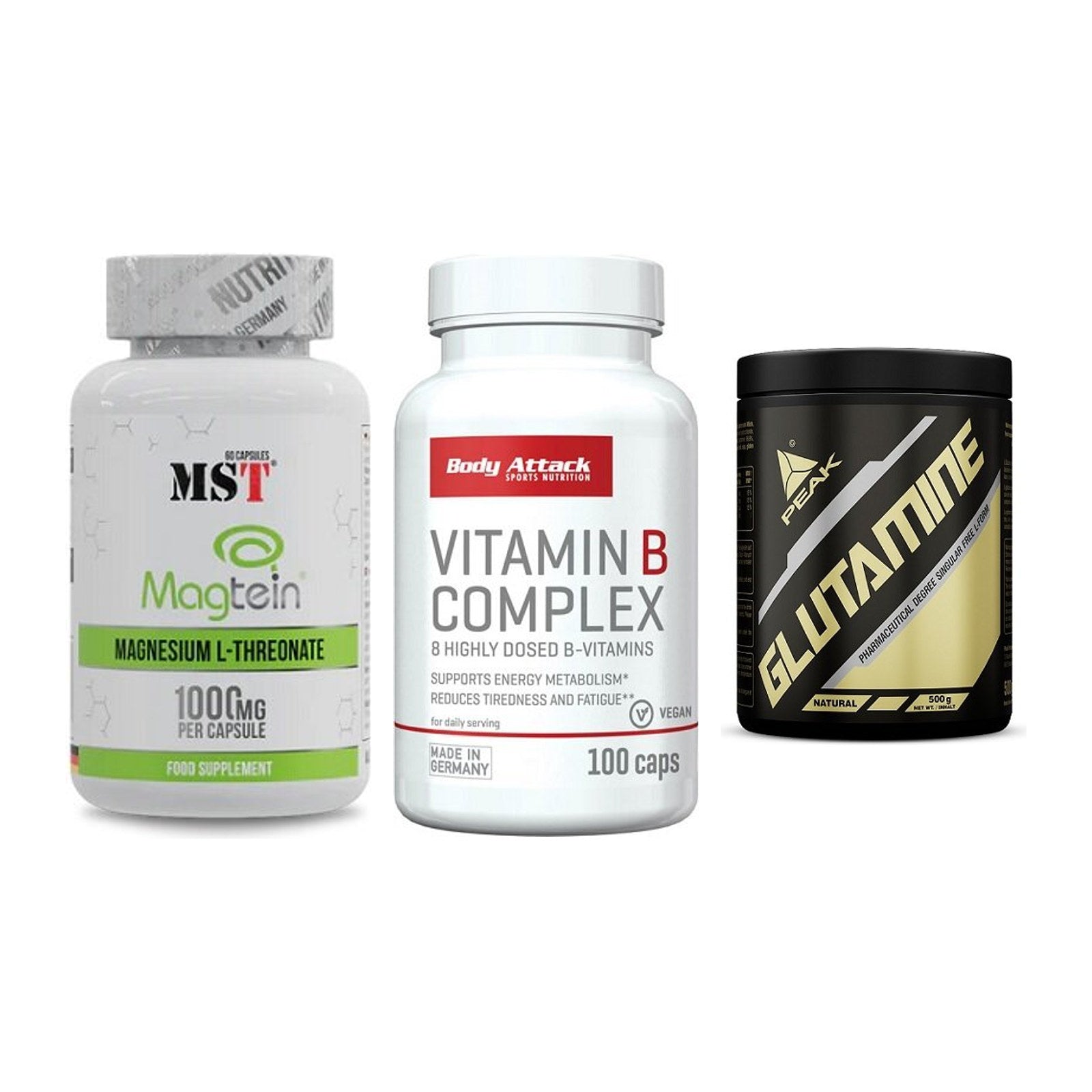 Ausdauer-Set: MST Magnesium + Body Attack + Peak Glutamin – alle enthaltenen Artikel