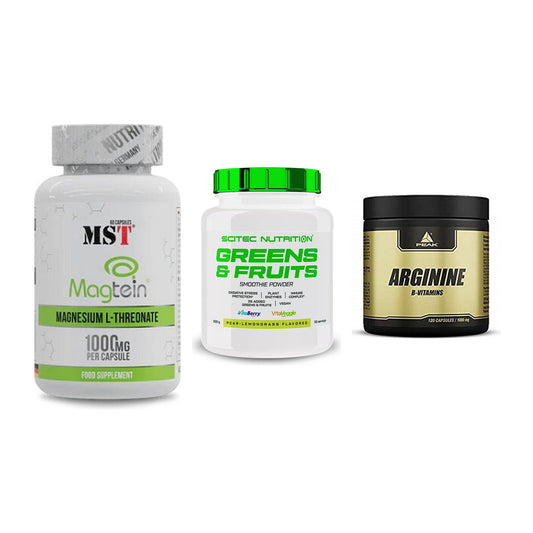 Ausdauer-Set: MST Magnesium + Scitec Greens + Peak Arginin – alle enthaltenen Artikel