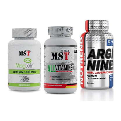 Ausdauer-Set: MST Magnesium + MST All Vitamins + Nutrend Arginine – alle enthaltenen Artikel