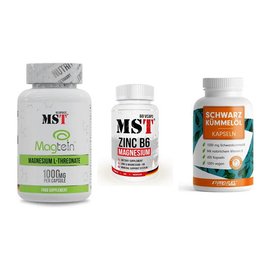 Ausdauer-Set: MST Magnesium + MST Zinc + ProFuel Schwarzk – alle enthaltenen Artikel
