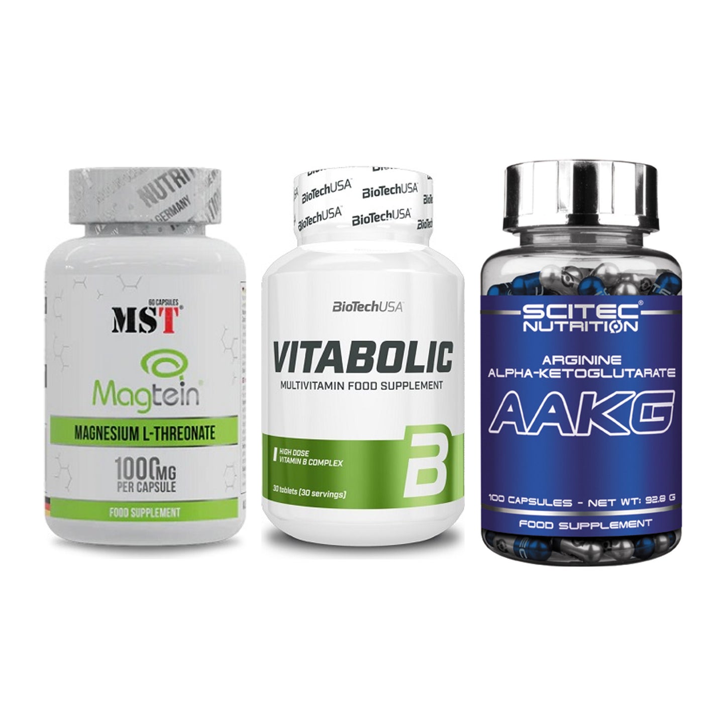 Ausdauer-Set: MST Magnesium + BioTech Vitaboli + Scitec AAKG – alle enthaltenen Artikel