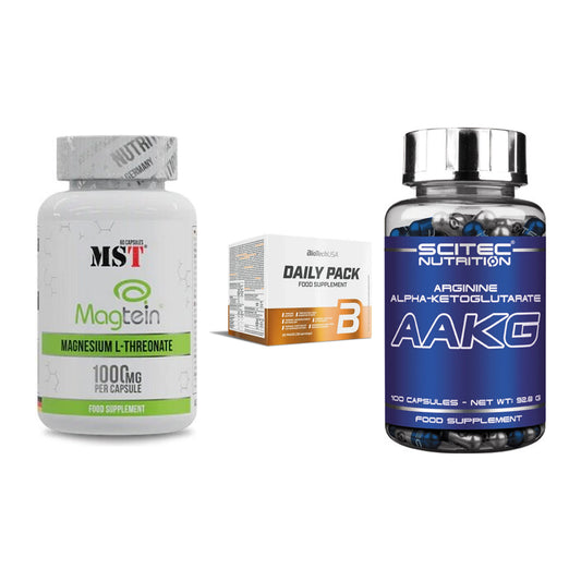 Ausdauer-Set: MST Magnesium + BioTech Daily + Scitec AAKG – alle enthaltenen Artikel