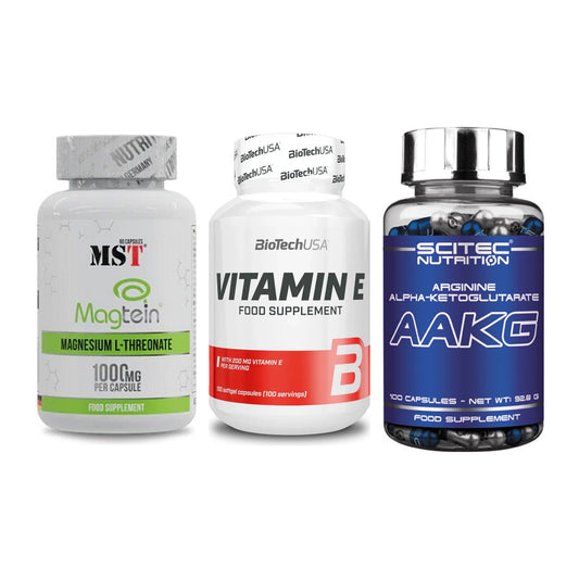 Ausdauer-Set: MST Magnesium + BioTech Vitamin + Scitec AAKG – alle enthaltenen Artikel